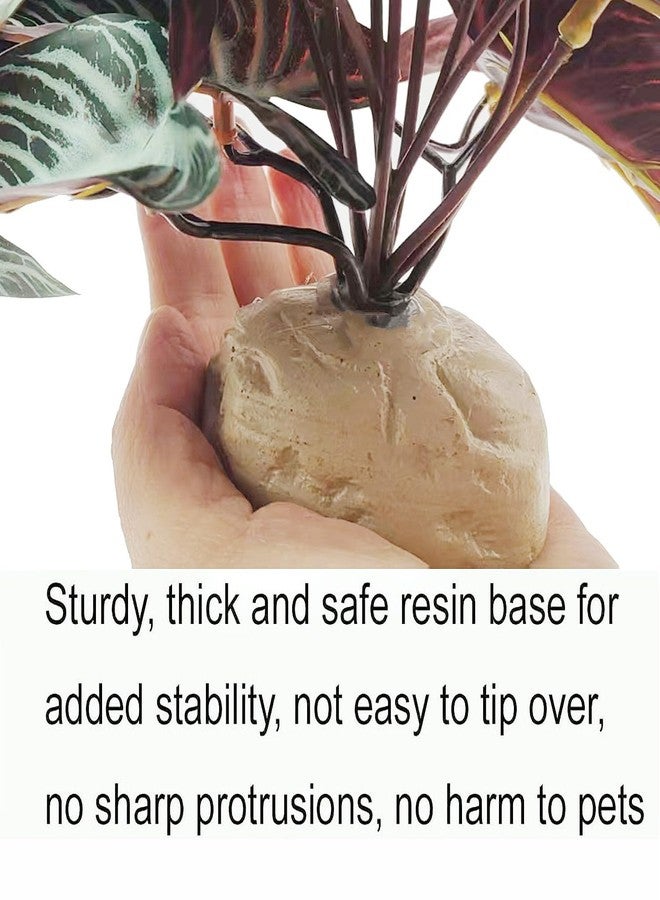 KERUIDENG Reptile Plants,Terrarium Decor,Amphibian Habitat Decor,Artificial Plants for Gecko Chameleon Snake Tortoise Tank Accessories with Base(Xanthosoma sagittifolium) - Image 2